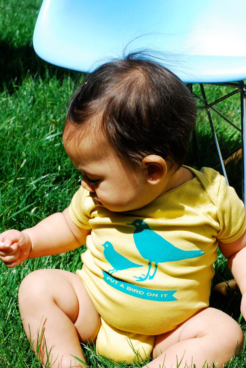 Put a bird on it Portlandia Tribute / Baby Onesie or Shirt / Organic / Dijon Color