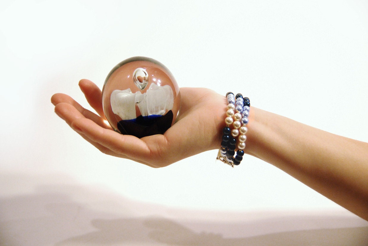 Blue and Cream Triple Swarovski Bracelet