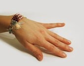 Bordeaux/Rose/Cream Triple Swarovski Bracelet