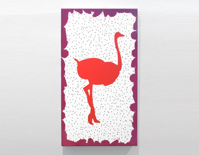 Organic Ostrich Print  - Chocolate Chip / Red / Purple - 12" x 22"