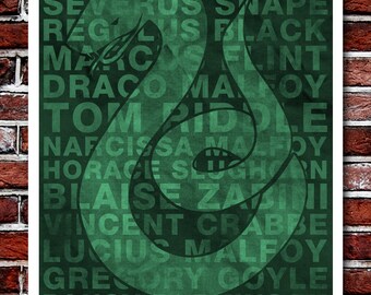 Slytherin House Banner - Harry Potter Art Print - 11x17