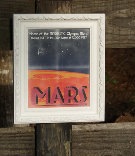 Retro Sci-Fi Mars Travel Poster - 8x10 Print