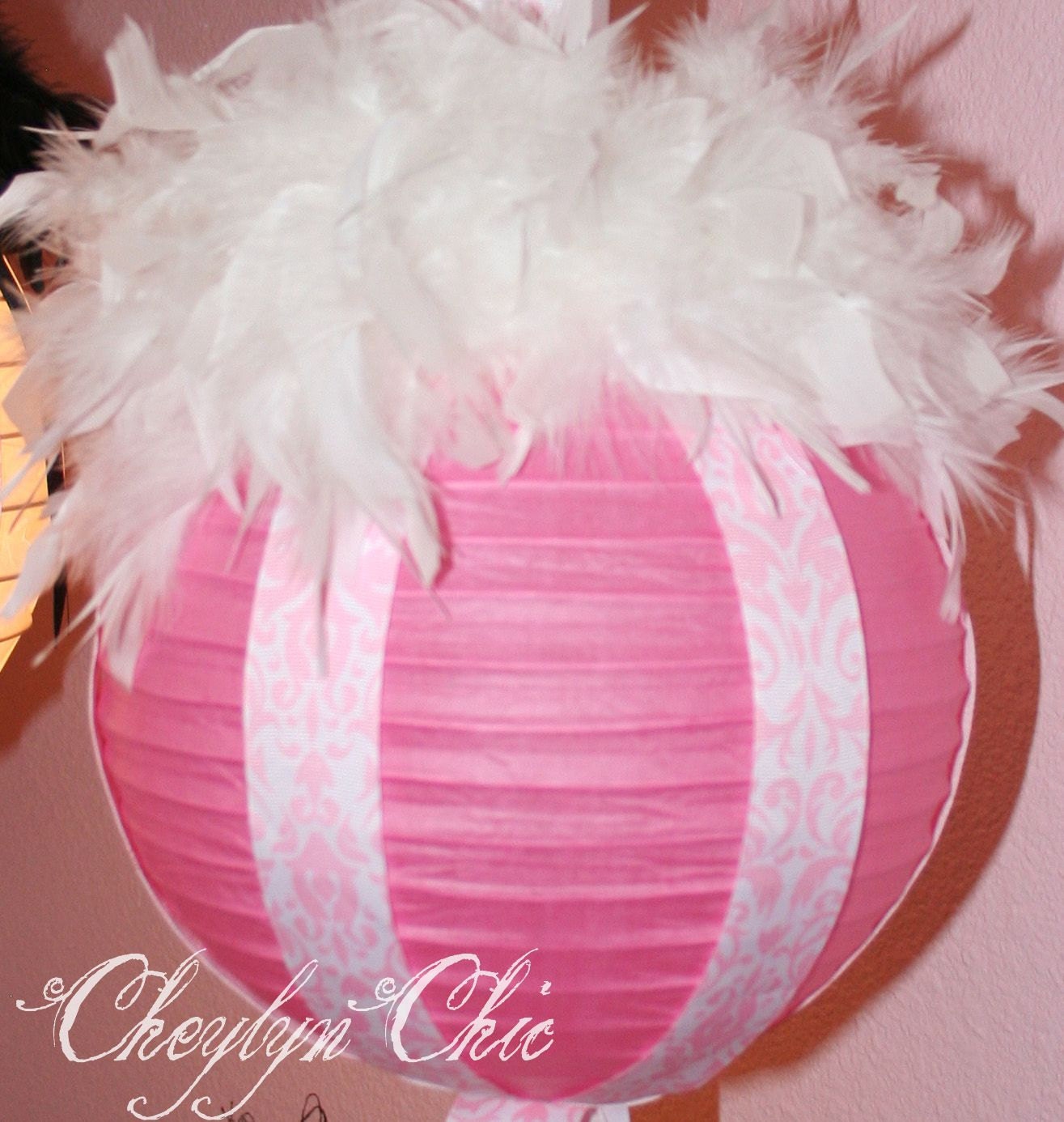 Ribbon and Feather Paper Lanterns Medium