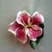 Lily flower brooch from polymer clay vintage pink white
