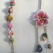 Lily flower necklace with colorful flower beads and leafs from polymer clay fimo