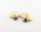 Tiger Eye Earrings -Gemstone Cabochon Earrings