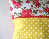 Ooak vintage roses / Michael Miller Ta Dot cushion pillow