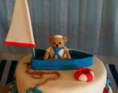 Edible Bear Sailor and Boat Cake Topper