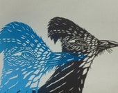 Papercut Roadrunner - Original Hand-cut Paper Art -Bird Portrait