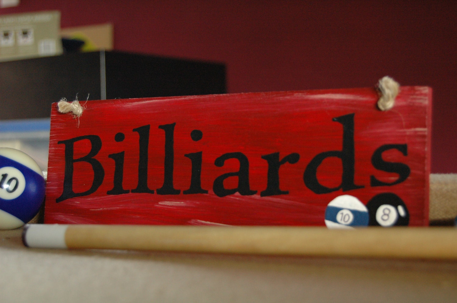 Billiards wood sign