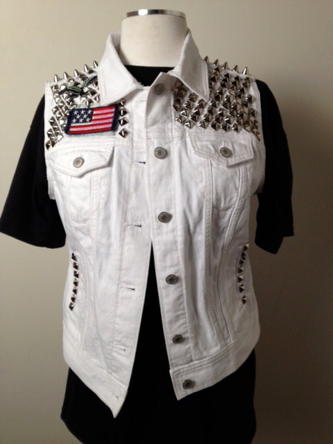 Stud Me Baby White Denim Vest