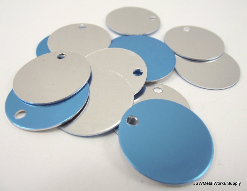 20 Large Shiny Anodized Aluminum Tags, Large Blank Discs