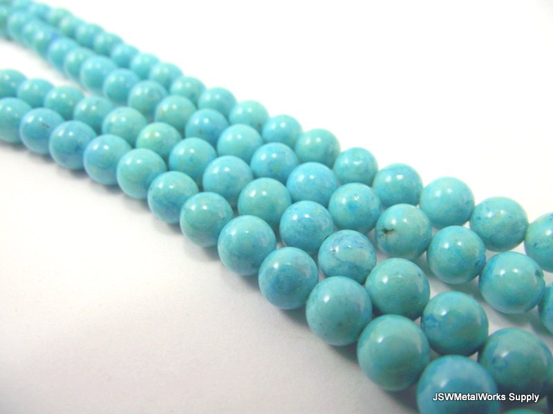 Turquoise Riverstone Beads, Hand Cut Round Beads, Whole Strand, 16 in strand - JSWMetalWorksSupply