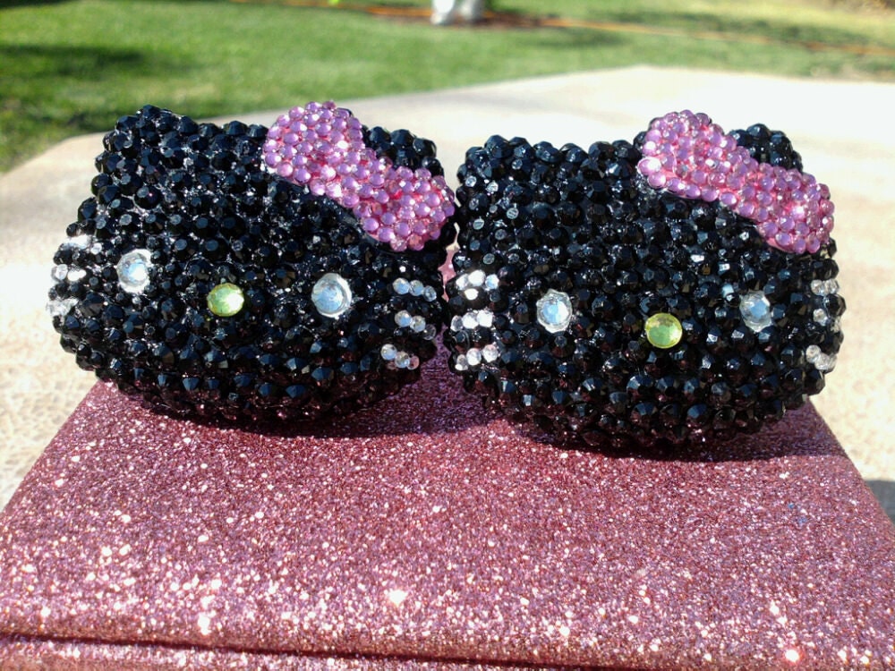 Black Large Hello Kitty Plugs/ Earrings