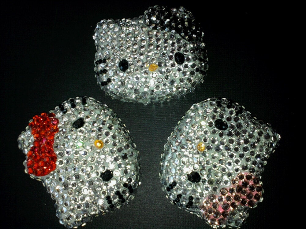 Red, Pink, Black Rhinestone Kitty Necklace
