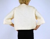 Vintage Cream Quilted Short Swing Jacket Sz S/M