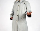 Vintage Grey Trench Style Jacket with Khaki Top Stitch Detail Sz M
