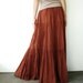 NO.5 Rust Cotton, Hippie Gypsy Boho Tiered Long Peasant Skirt