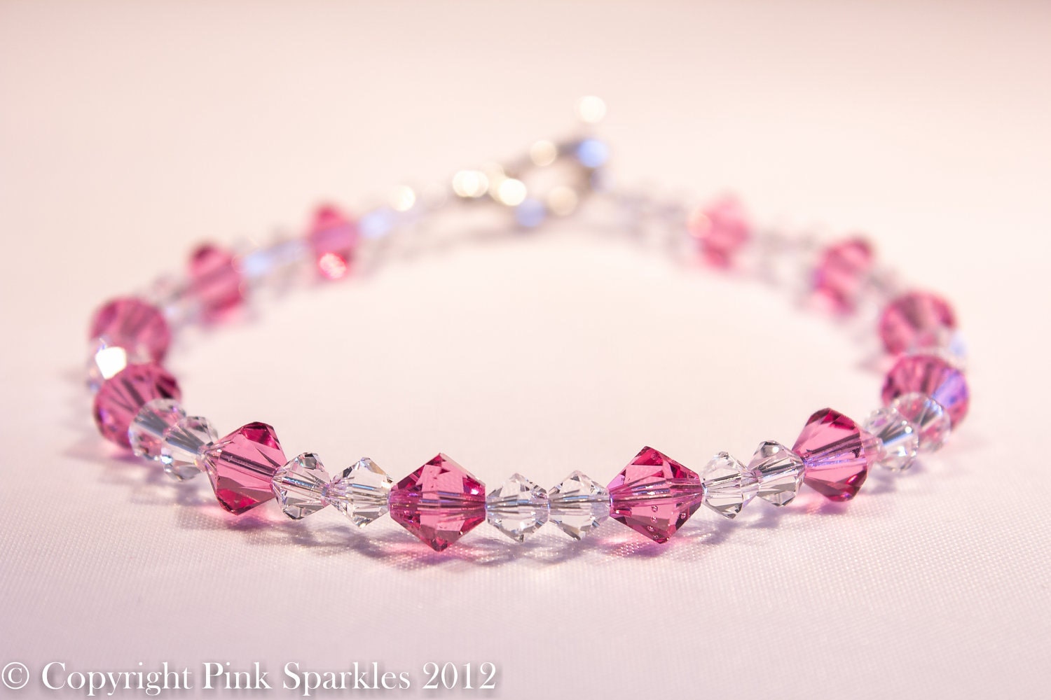 Rose Pink and Clear Swarovski Crystal Bracelet