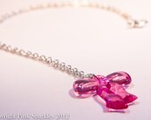 Pink Acrylic Bow Pendant Necklace