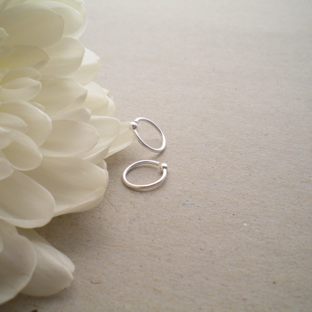 Tiny hoops, Fine silver hoop earrings, Huggie earrings, Silver ball hoop earrings, Molten ball huggie hoops