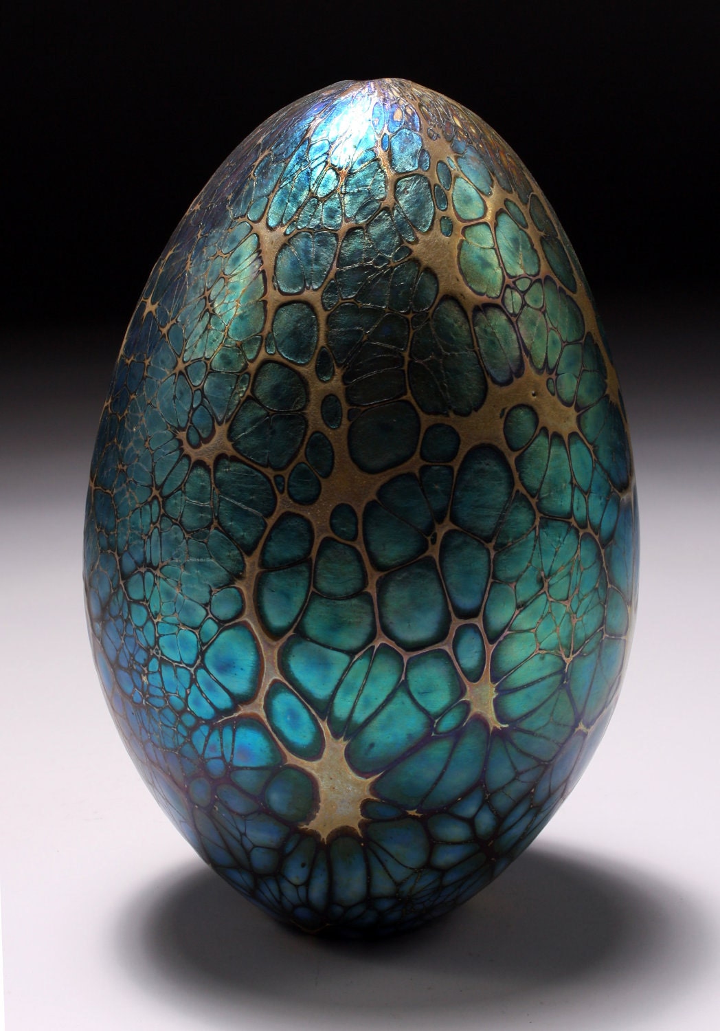 Jack Pine Studio Hand Blown Glass iris blue egg