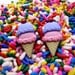Sweet treat Ice cream two scoop cone stud earrings pink and purple