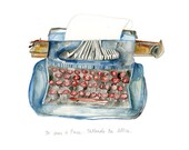La machine à écrire bleue (The Blue Typewriter). Limited edition print by Julie Lequin