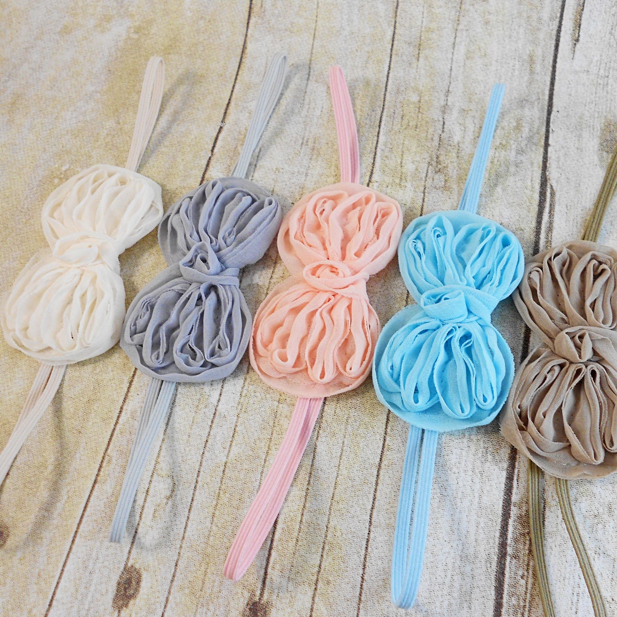LAST SET Chiffon Bows, Set of 5 Bow Headbands