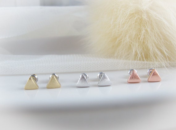 triangle earrings CHOOSE ONE small tiny gold / silver / copper