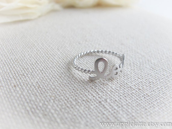 silver love ring with twisted ringband us size 5 - 9