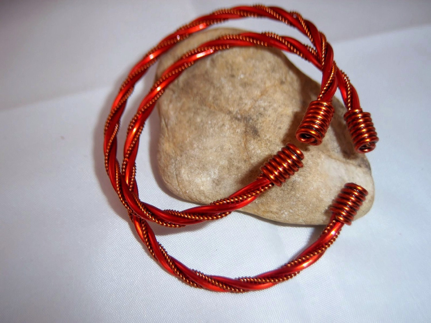 Twisted Copper Wired Bangle & Hoop Earring Set