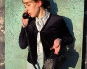 Indigo Velveteen Cardigan with Hook and Eye Closure
