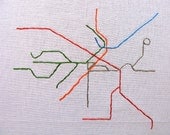 Boston "T" Map, Embroidered Metro Map