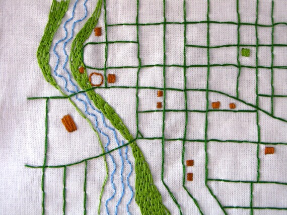 Your Hometown Custom Embroidered Map
