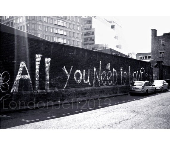 Banksy print. all you need is love London   England print photo street art