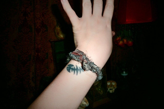 recycled silk satin bracelet beautiful coloring shabby chic