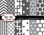 gray and white geometric pattern digital scrapbook papers