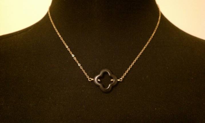 Lucky Four Leaf Clover, Quarterfoil, Dyed Turquoise Pendant Necklace on 14kt Gold Fill Chain, Colors Optional