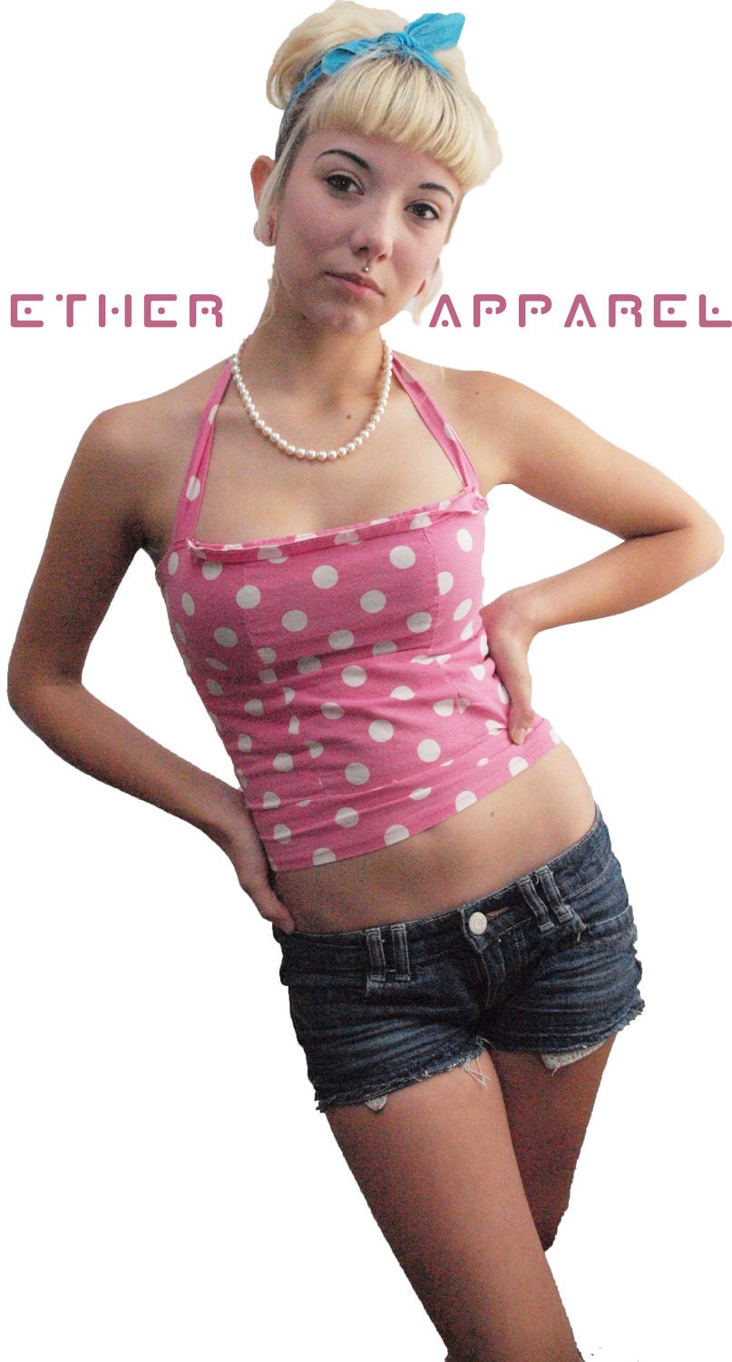 Pink or Red Polka Dot Halter Top