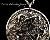 Recycled Silver Epona Celtic Horse Goddess Pendant Necklace