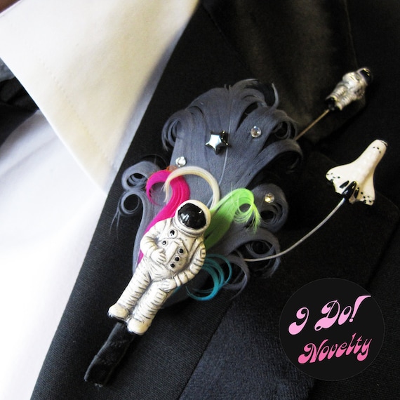Astronaut / Space Shuttle - Boutonniere - Groom - Prom - Corsage - Lapel Pin - Space -  Sci-Fi - Geek Wedding