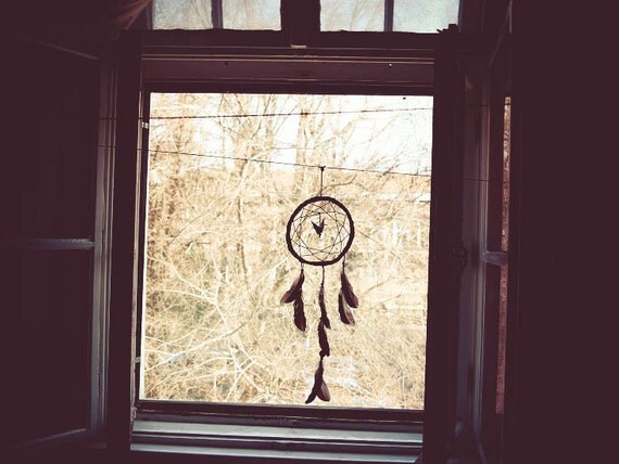 Dream Catcher - Let's Fly - With Unique Duck Feathers, White Nett and a White Origami Bird - Home Decor, Mobile