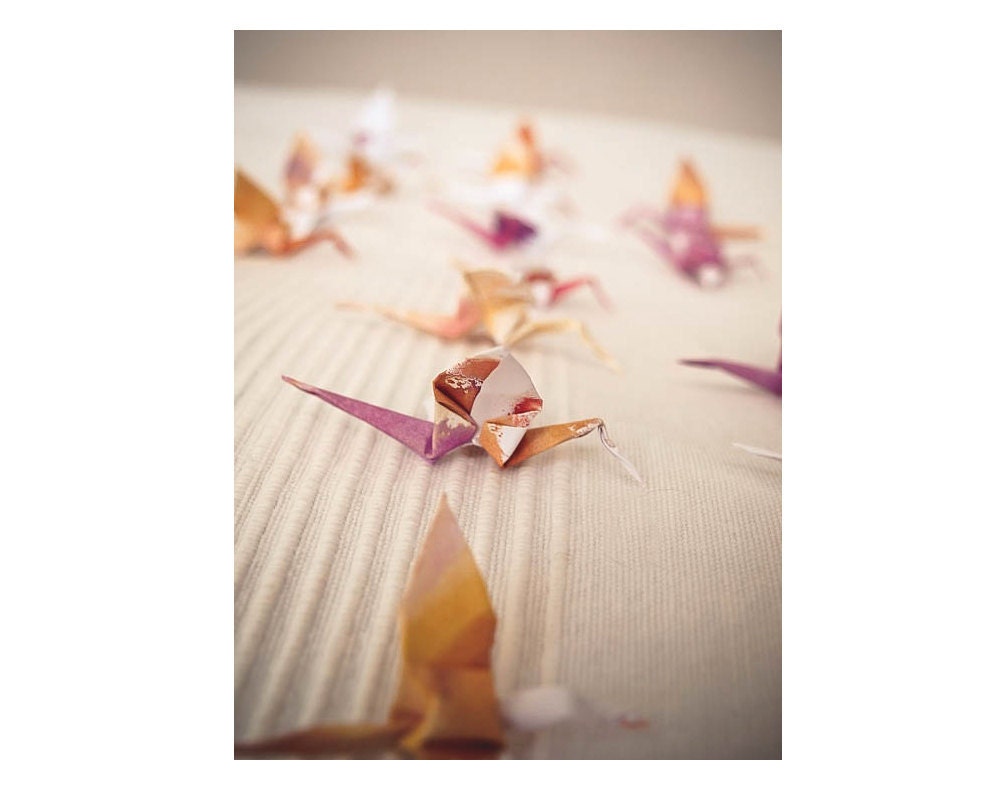Origami Cranes - Hand Dyed - 30 Unique Hand Painted Birds - Home Decor, Mobile, Wedding Decoration