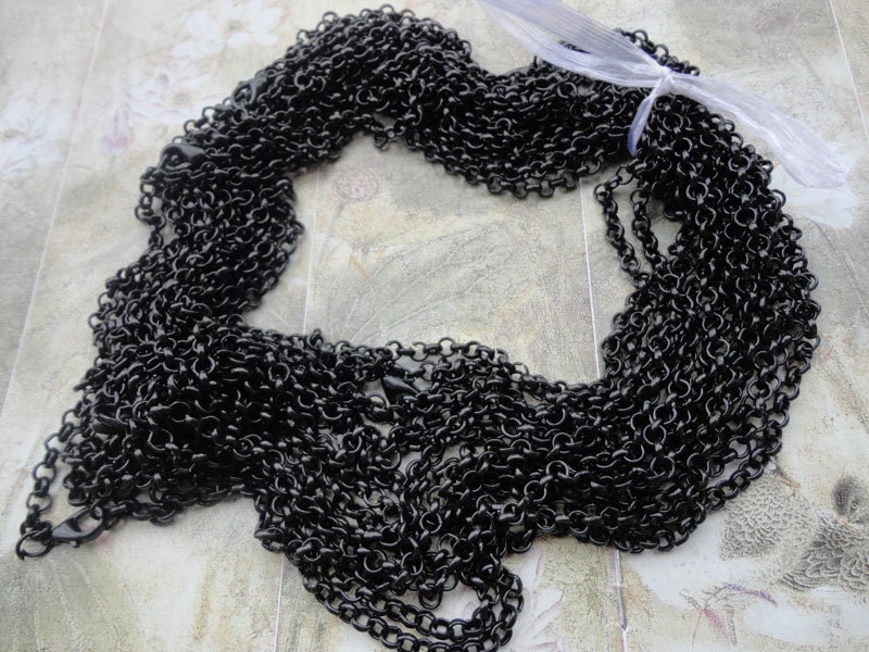 Sale --10 pcs 18 inch Black round shape Link chain With lobster clasp 3mmx3mm