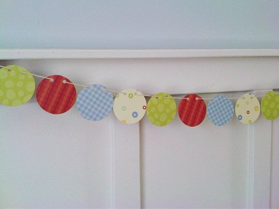 SPRING SAMPLE SALE  - Boy's Room Paper Bunting - Photo Prop - Paper Banner-  Room Decor - Baby's Nursery - Baby Photo Prop