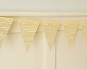 SPRING SAMPLE SALE  - Shabby Chic - Vintage Ephemera Book Page - Paper Bunting -  Home Decor -  Wedding - Photo Prop