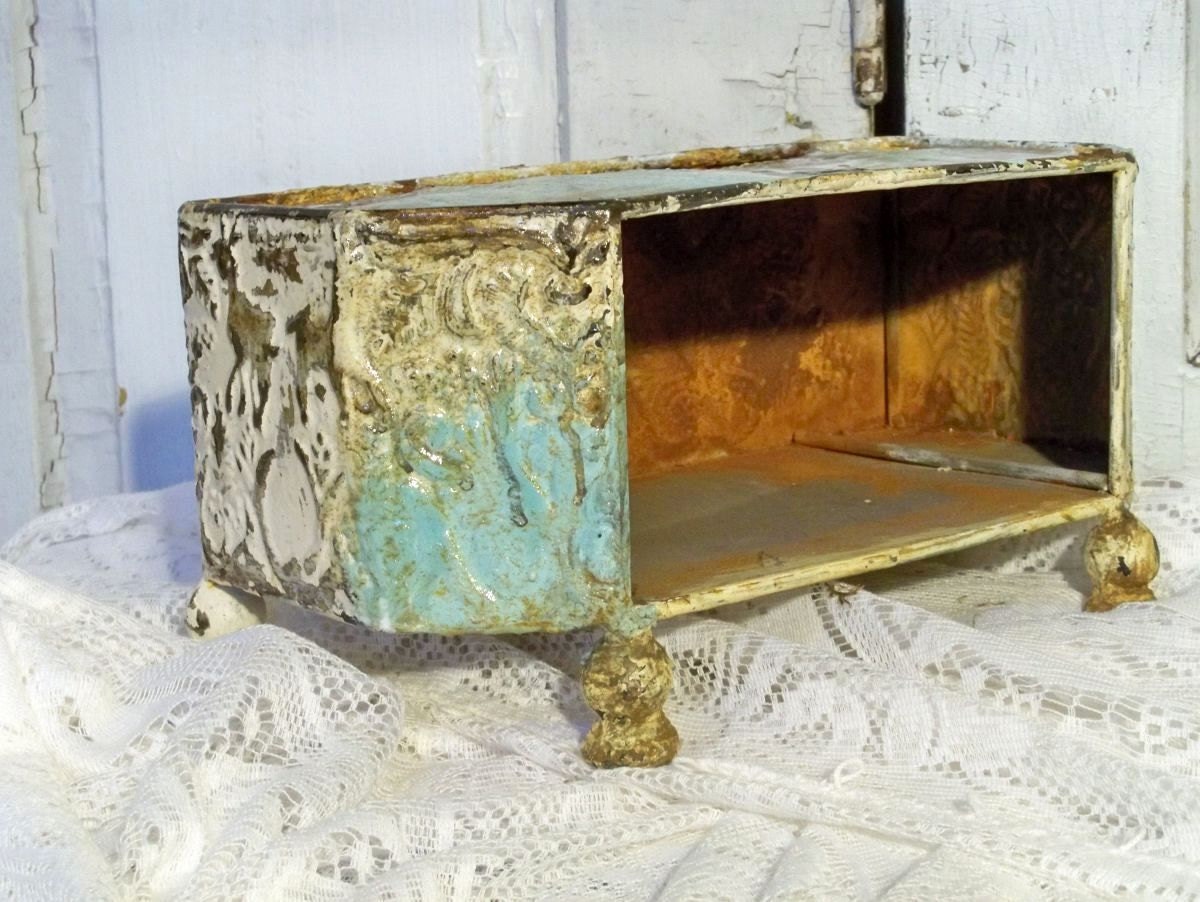 Shabby chic rusty industrial metal box distressed OOAK Anita Spero