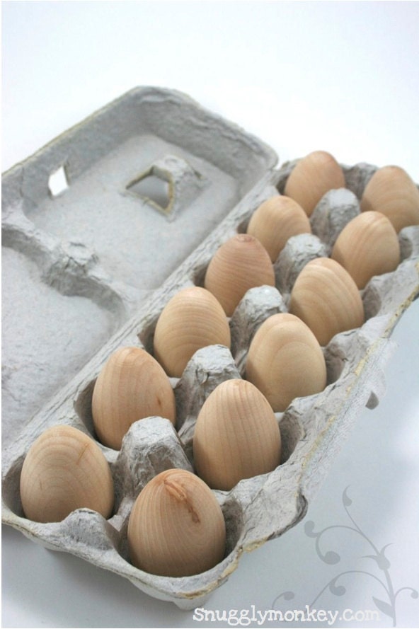 Wooden Easter Eggs - DIY Unfinished Wood Egg - Set of 12 (1 dozen)