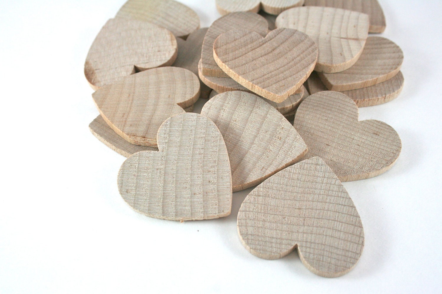 12 Unfinished Wood Hearts - 1 3/8 inch Wooden Hearts